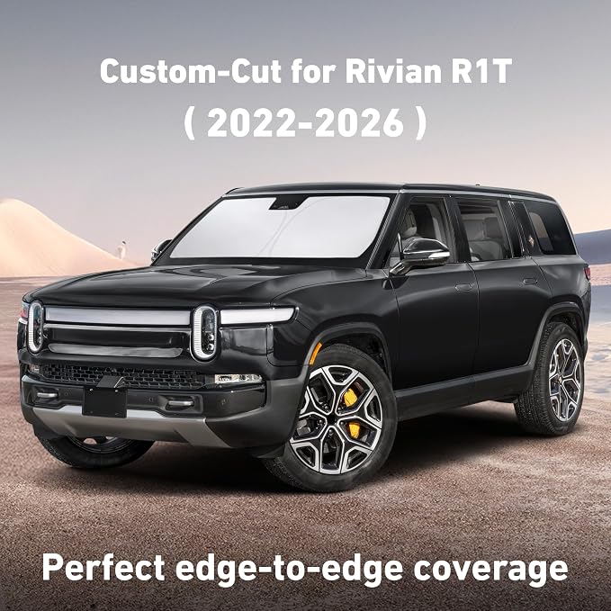 EcoNour Windshield Sunshade Compatible for Rivian R1T 2022-2024 2025 2026, Sun Visor for Front Windshield & Window Sun Shade Cover, UV Heat Blocker & Protector, Car Accessories - Image 2