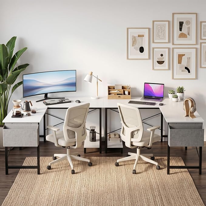Alpen L Shaped Gaming Desk, Small Computer Desk, 50 Inch Wide Corner Desk, Work from Home Desk, Study Table for Bedrooms, PC Writing Table with Storage and Reversible Shelf, White - Image 4