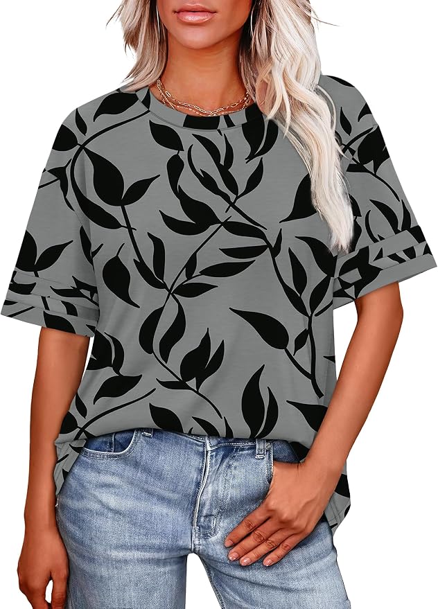 WIHOLL Womens T Shirts Loose Fit Short Sleeve Tees Crew Neck Color Block Summer Tops 2026 Fashion - Image 2