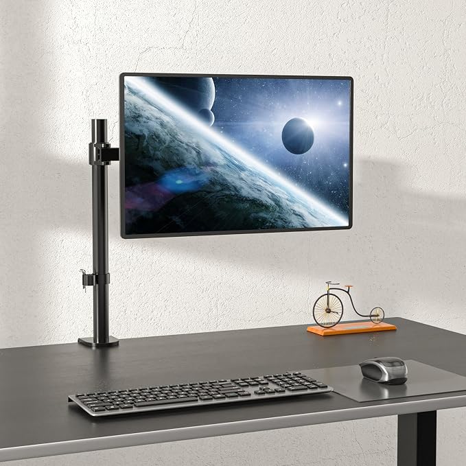 WALI Single Monitor Mount, Single Monitor Arm Desk Mount, Up to 32 inch Ultrawide, Regular Screens up to 27 inches, 22lbs, Adjustable Mount with C-CLAMP for Home Office Application(M001), Black - Image 8