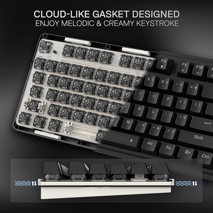 Redragon K745 Wired 108-Key Gasket RGB Gaming Keyboard, 4 Extra Hotkeys | Dedicated Shortcut Keys for Mute, Calc & Desktop, Cushioned 5-Layer Dampening for Creamy Thocky Sound, Programmable Software - Image 3