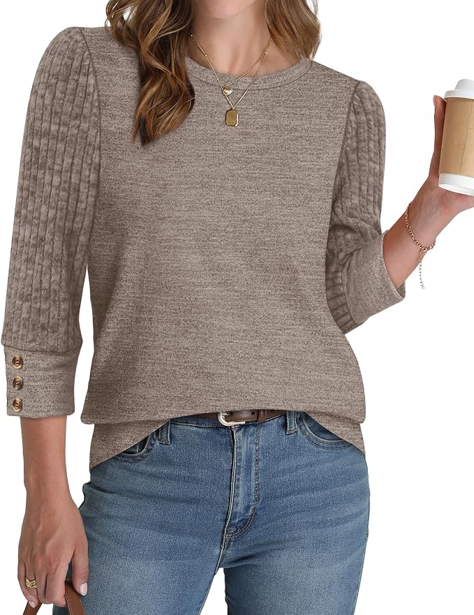 WIHOLL 3/4 Length Sleeve Womens Tops Sweaters Shirts Lightweight Spring Outfits 2026 Winter Clothing S-2XL - Image 2