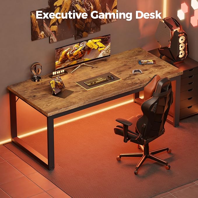 Mericonia 40 Inch Computer Desk, 1.2" Thick Small Office Table, Brown | Modern Simple Style, Heavy Duty Industrial Frame, Small Study & Writing Table for Home Bedroom Work - Image 9
