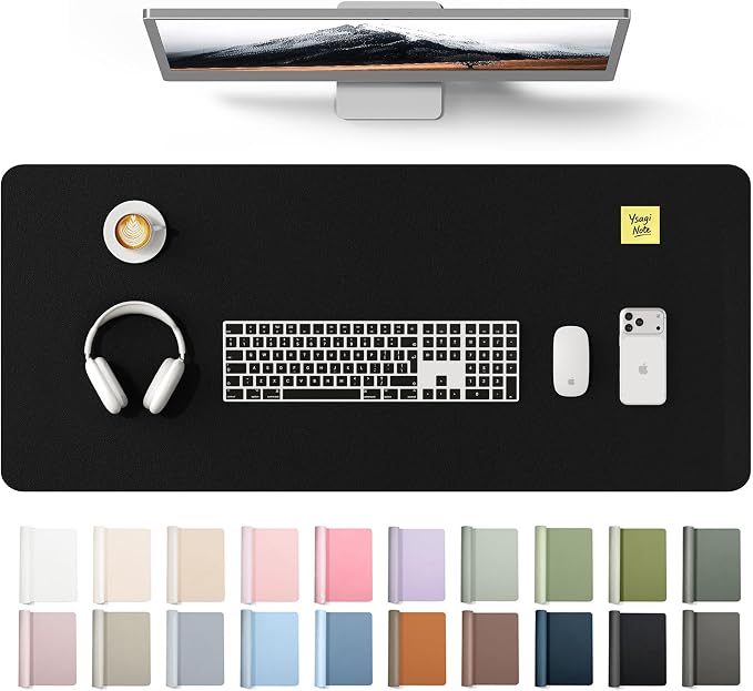 YSAGi Leather Desk Protector, Office Mat, Large Mouse Mat, Non-Slip PU Leather Blotter, Laptop Desk Mat, Waterproof Writing Pad for Office and Home(Black, 42" x 17.2") by YSAGi