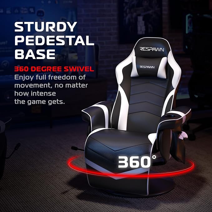 RESPAWN 900 Gaming Recliner Chair with Footrest, Cup Holder and Swivel | Ergonomic gaming recliner with footrest, cup holder, lumbar support, 135° recline & 360° swivel for console gaming - Image 6