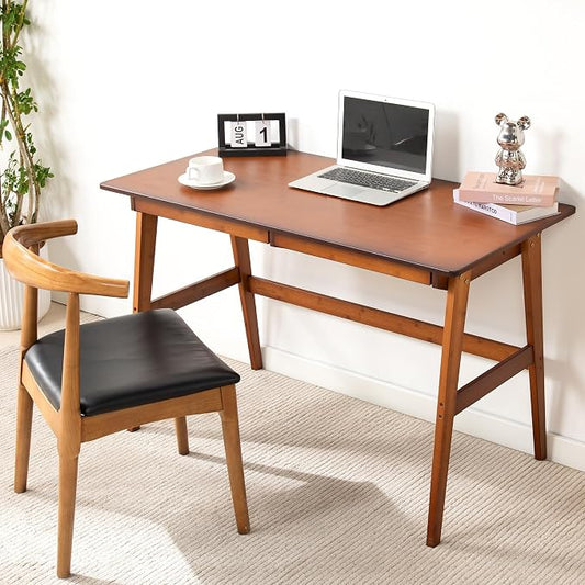 Nnewvante 46" Bamboo Writing Desk with Drawers for Home Office, Brown | Work Study Laptop Table, Computer Desk with Storage for Bedroom, Modern Simple Style by Nnewvante