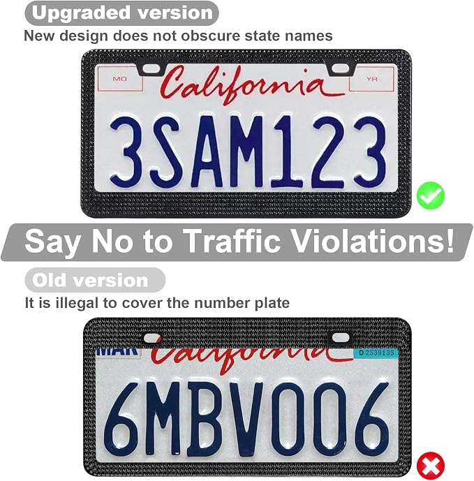 QUANQIUFEI Bling License Plate Frames for Women, Sparkly Rhinestone Diamond Car Accessories with Glitter Crystal Caps (1 Pack Black) - Image 4