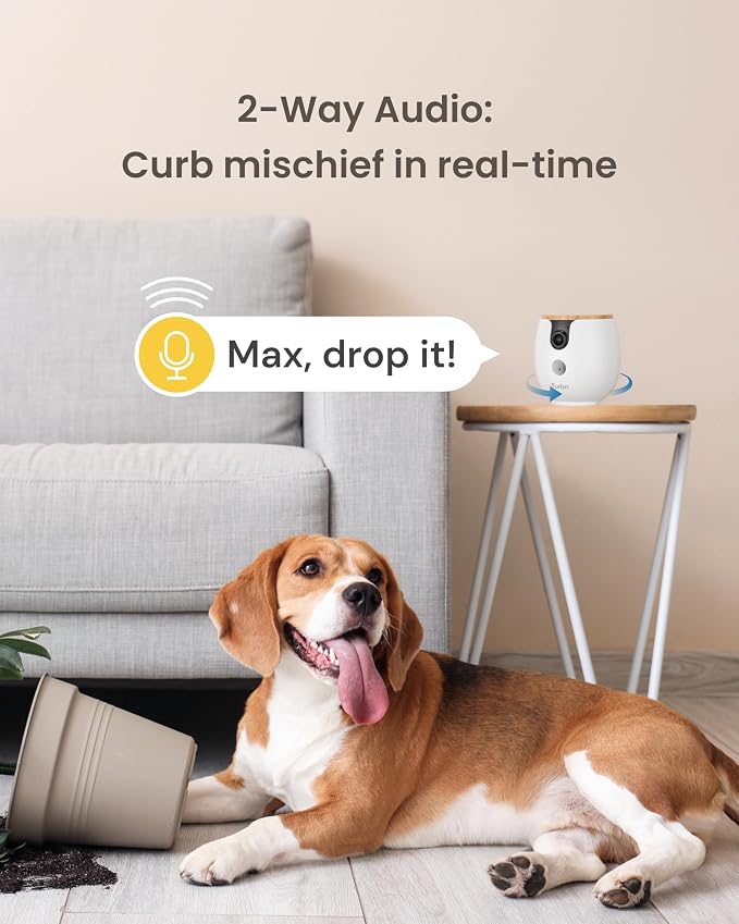 Furbo Mini 360° 2K QHD Pet Camera: Basic See, Talk & Toss Features, No AI Alerts, No Subscription Required, Dog & Cat Rotating Treat Dispenser w/Phone App, Smart Indoor Cam, 2-Way Audio & Night Vision - Image 7