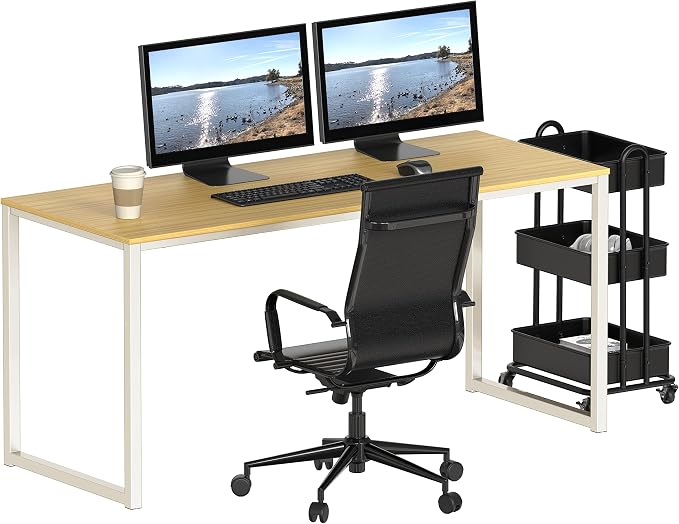 SHW Mission 55-Inch Home Office Computer Desk, Oak - Image 6