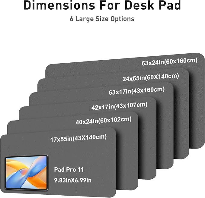 Aothia Faux Leather Desk Mat - Large Mouse Pad, Non-Slip PU Leather Blotter, Waterproof Writing Surface for Office and Home (Grey, 42" x 17") - Image 5