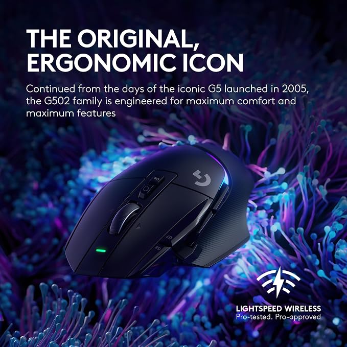 Logitech G502 X Plus Wireless RGB Gaming Mouse - Black | Optical Switches, RGB, 13 Buttons , Infinite Scroll Toggle, <130 hr Battery, USB-C, Wireless Charging Capable, for PC/MacOS - Image 3