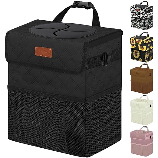 Vankor Car Trash Can for Cute, Bag Bin Hanging Waterproof Automotive Car Garbage Cans Leak Proof Vehicle Trash Can Diamond Pattern-Black by Vankor