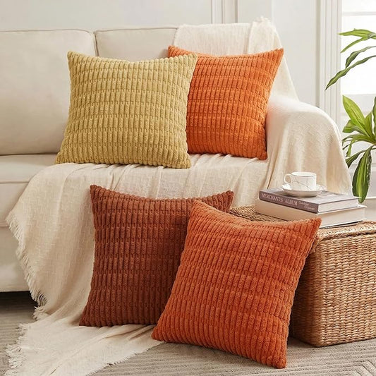 Fancy Homi 4 Packs Decorative Throw Pillow Covers for Living Room Couch Bed, Modern Farmhouse Boho Home Décor Accent Cushion Case, 28" x 28", Burnt Orange Series by Fancy+Homi