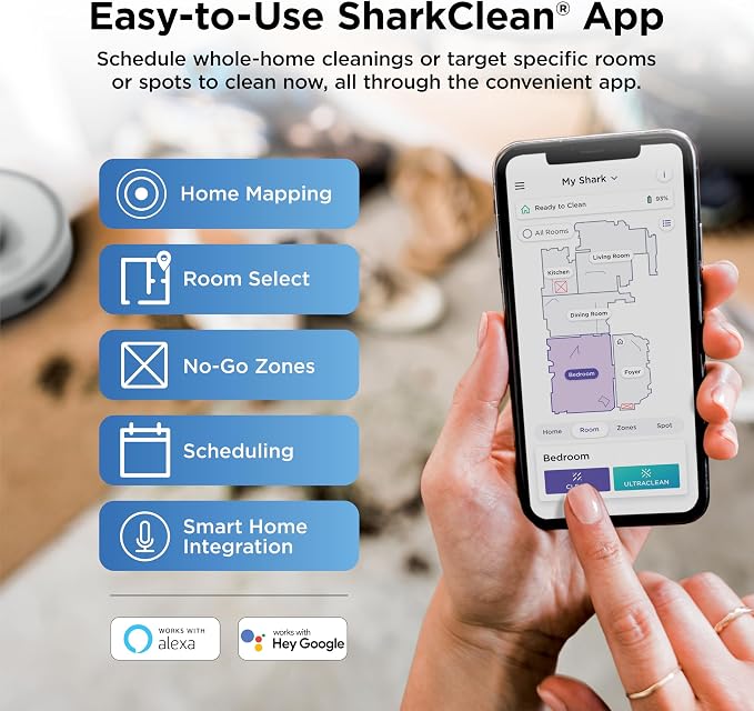 Shark Matrix Clean | Robot Vacuum Cleaner with Powerful Suction for Pet Hair, Rugs, Carpets & Hard Floors | Self-Empty Base | 60-Day Capacity | Voice Control | LiDAR Navigation | White | AV2511AE​ - Image 9