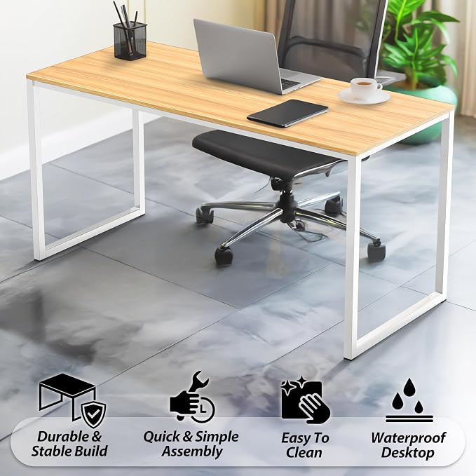 SHW Mission 55-Inch Home Office Computer Desk, Oak - Image 4