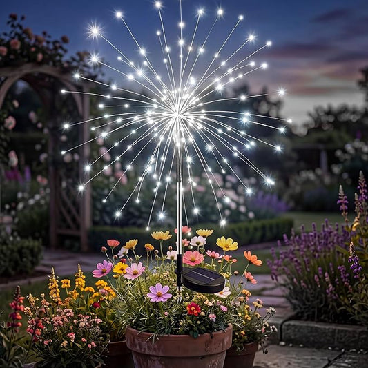 btfarm 1 Pack Solar Garden Lights Outdoor, 8 Modes Firework Lights Solar Powered, Waterproof Twinkle Fairy Light Outside for Yard Patio Pathway Pool Christmas Party Decorative, Cool White by btfarmdecorativelighting