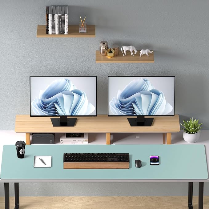 Aothia Leather Desk Pad Protector, Mouse Pad, Office Desk Mat, Non-Slip PU Leather Desk Blotter, Laptop Desk Pad, Waterproof Desk Writing Pad for Office and Home (48"x17", Light Blue) - Image 9