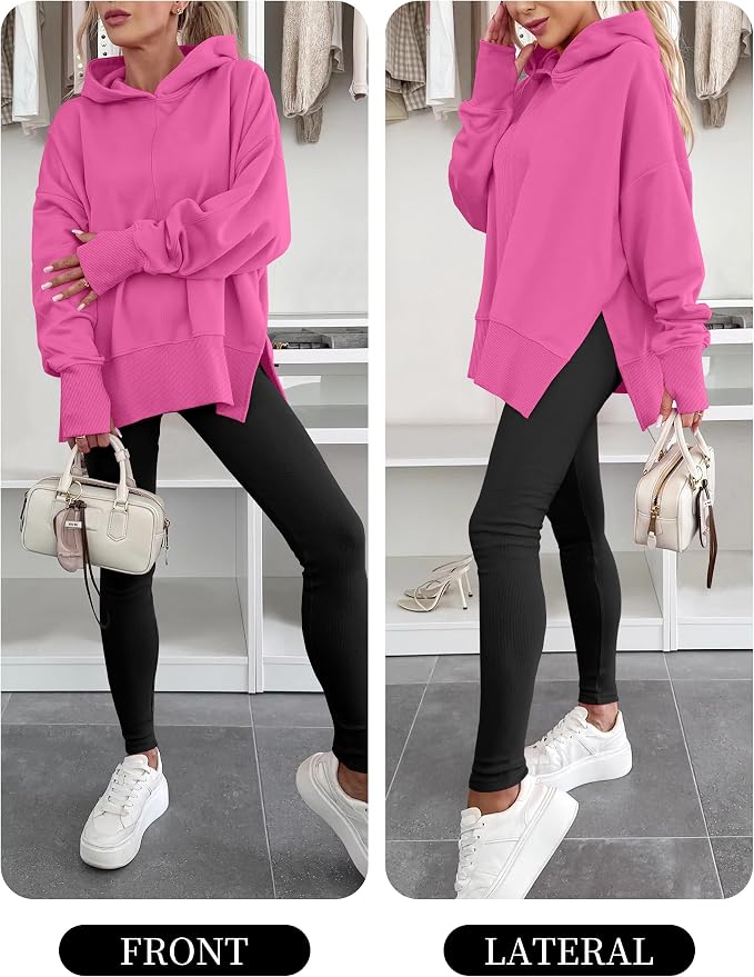 ANRABESS Womens Oversized Hoodies Long Sleeve Fleece Side Slit Hooded Sweatshirts Pullover 2026 Fall Outfits Y2K Clothes - Image 6