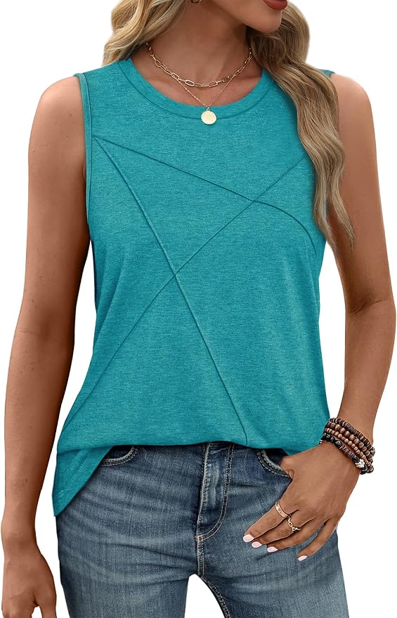 WIHOLL Women's Sleeveless Summer Crewneck Loose Fit Tank Tops - Image 3