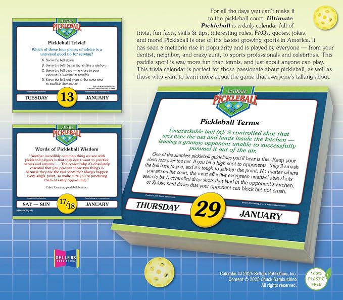 Ultimate Pickleball 2026 Daily Desk Calendar: Boxed Page-a-Day Sports Trivia Calendar with Day-to-Day Tips, Techniques & Fun Facts for Pickleball Players - Image 3