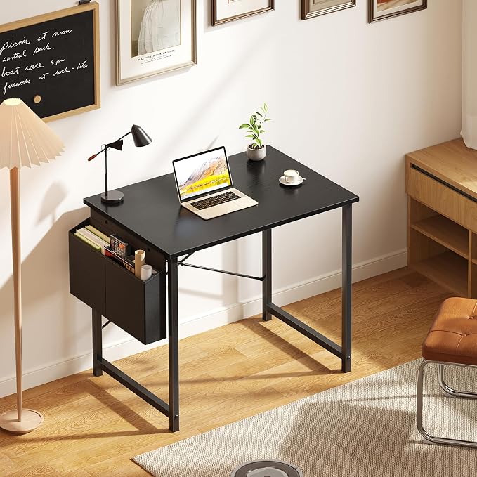 OLIXIS Small Computer Desk, 31 Inch Gaming Desks for Home Office | Writing Study Craft Work Table, Computer Workstation for Bedroom Small Spaces with Storage Bag, Black - Image 2