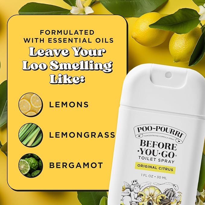 Poo-Pourri Before-You-Go Pocket Toilet Spray, Travel Essentials, Original Citrus, 1 Fl Oz, Up to 50 Uses, On-The-Go Bathroom Odor Deodorizer with Essential Oils, TSA Approved Size, Lemon Bergamot - Image 7