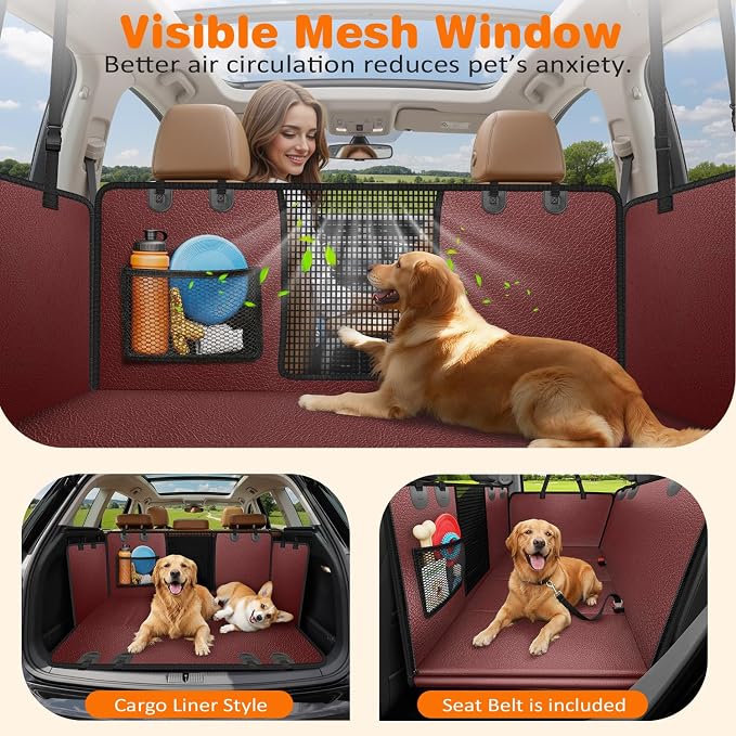 URPOWER Dog Car Seat Cover for Pets 100% Waterproof Seat Cover Hammock 600D Heavy Duty Scratch Proof Nonslip Durable Soft Back Seat Covers for Cars Trucks and SUVs - Image 4