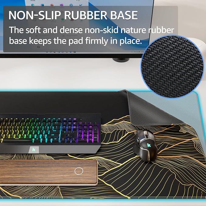 KTRIO Large Gaming Mouse Pad, Desk Mat, 31.5 x 15.7 in, Bright Rise, XXL | Smooth Micro-Weave Surface, Artistic Pattern Design, Non-Slip Rubber Base, Durable Stitched Edges, Office & Home Use - Image 2