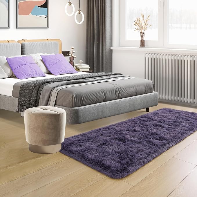 Tepook Soft Runner Rugs for Bedroom 2x6 ft with Rubber Backing, Purple Fluffy Rugs for Living Room, Shag Bedside Rug Fuzzy Plush Carpet for Room, Area Rug for Dorm Nursery Hallway Indoor Home Decor - Image 6