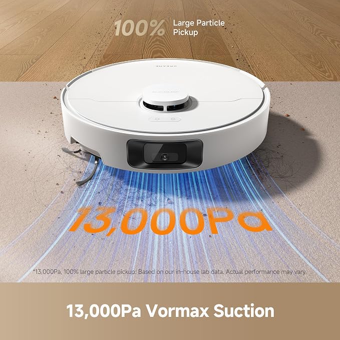 DREAME D20 Pro Plus Robot Vacuum, 13,000Pa Suction, DuoBrush for Pet Hair, Corner Cleaning, Self Emptying, LDS Navigation Laser Avoidance, Vacuum Mop, Hard Floors&Carpets, 5,200mAh Battery White | 13,000Pa Suction, Corner Cleaning, 150-Day Auto-Empty w... - Image 2
