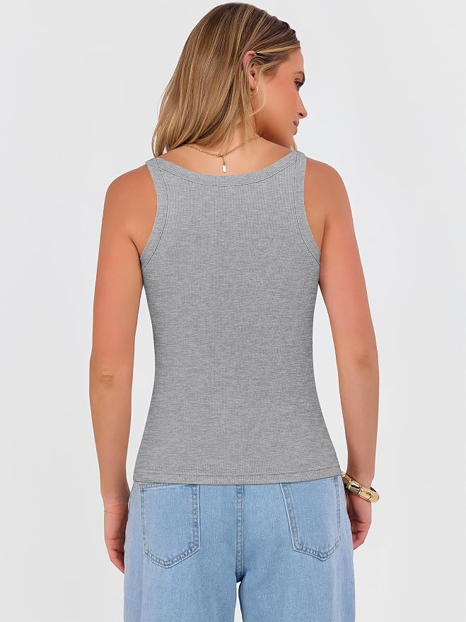 ANRABESS V Neck Tank Tops for Women Ribbed Knit Camisole 2026 Summer Casual Sleeveless Slim Fitted Basic Cami Shirts Clothes - Image 5