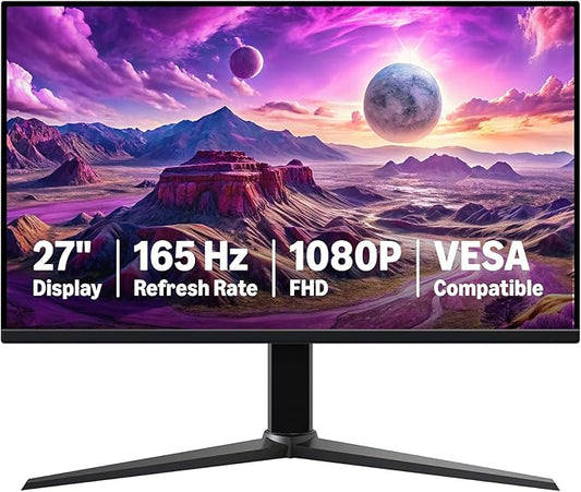 Amazon Basics 27 inch Gaming Monitor, FHD 1080P, 165Hz, VESA Compatible, Adaptive sync, 1ms Response, Black by AmazonBasics