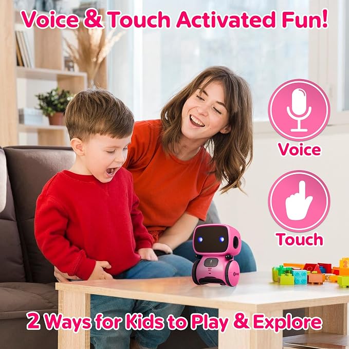 Contixo R1 Kids Robot Toy, Pink Interactive Smart Robots with Voice Control Talking Dancing Learning Touch Sensor Compact Educational Portable Toy for Boys Girls Toddlers 3-8 Years Old Birthday Gifts - Image 3