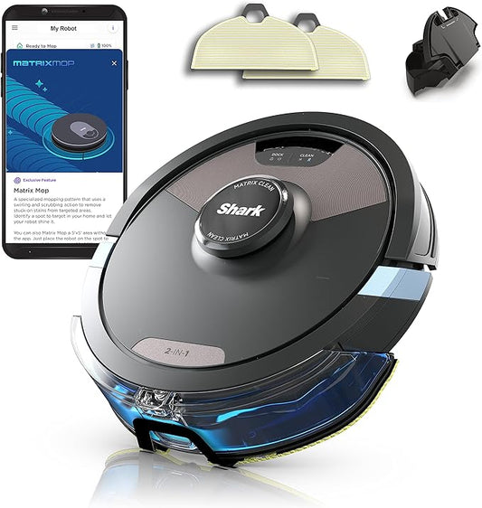 SHARK RV2620WD AI Ultra Robot Vacuum and Mop with Matrix Clean Navigation, CleanEdge Technology, Perfect for Pet Hair, Carpets, Hard Floors, Compatible with Alexa, Black/Mocha by Unknown