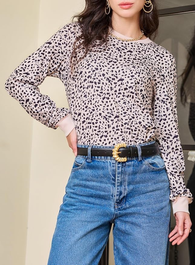 EVALESS Womens Crewneck Long Sleeve Tops Casual Polka Dots Tops Fall 2026 Tshirts Shirts - Image 5