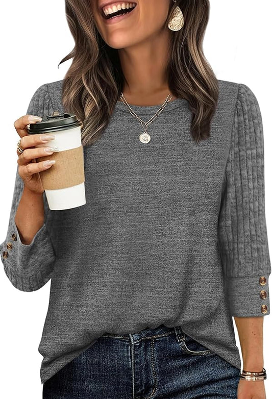 WIHOLL 3/4 Length Sleeve Womens Tops Sweaters Shirts Lightweight Spring Outfits 2026 Winter Clothing S-2XL by WIHOLL