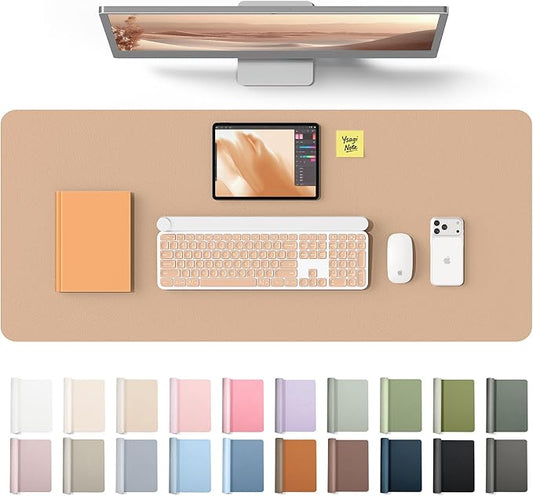 YSAGi Leather Desk Protector, Office Mat, Large Mouse Mat, Non-Slip PU Leather Blotter, Laptop Desk Mat, Waterproof Writing Pad for Office and Home(Latte, 42" x 17.2") by YSAGi
