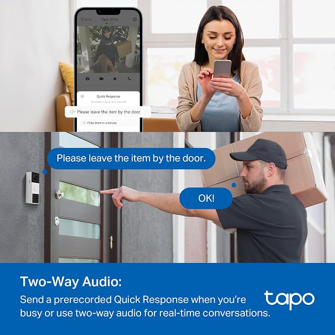 Tapo 2K Wireless Smart Video Doorbell with Chime - 160° Ultra-Wide View,Person Detection, Ring Call, 2-Way Audio, Subscription-Free Local Storage/Optional Cloud, Motion Only Alert, D210 - Image 8