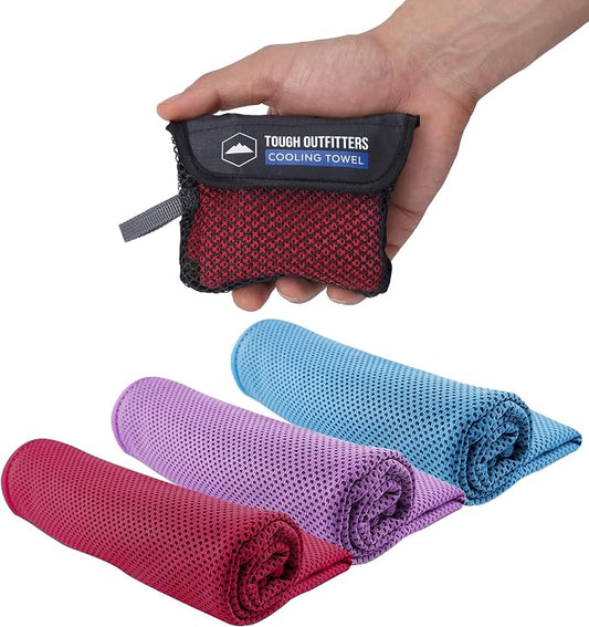 Tough Outdoors Cooling Towels for Neck Face - Neck Cooling Towel for Hot Weather Yoga Sports Golf Sweat - Instant Cold Towel - 3 Pack by ToughOutdoors