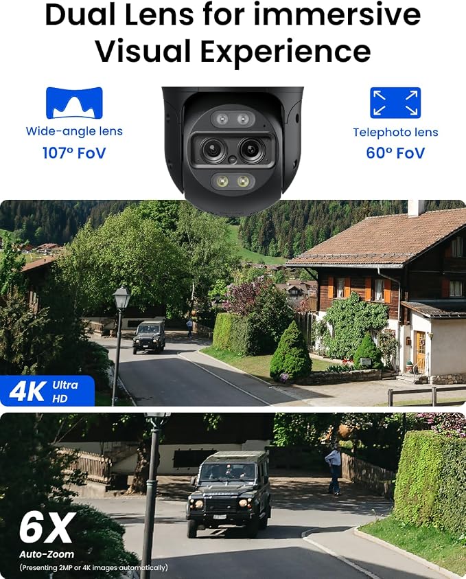 REOLINK TrackMix PoE Grey Dual-Lens PTZ Security Camera 6X Hybrid Zoom | 4K 355° Pan & 90° Tilt Auto Tracking, Smart Detection, 24/7 Recording, Color & IR Night Vision, Up to 512GB microSD Card - Image 2