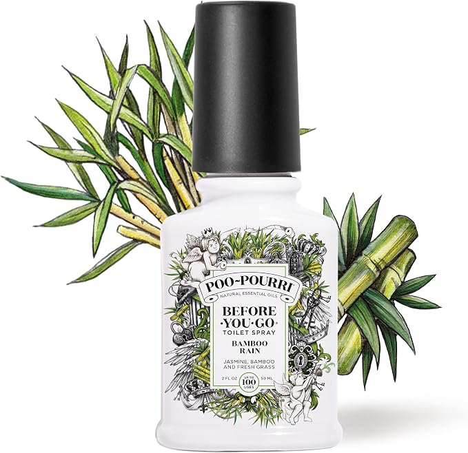 Poo-Pourri Before-You-Go Toilet Spray,Bamboo Rain,100 Uses,Bathroom Odor Deodorizer with Essential Oils for Home or Work,Travel Essentials,TSA Approved Size, Bamboo & Fresh Grass, 2 Fl Oz (Pack of 2) - Image 2