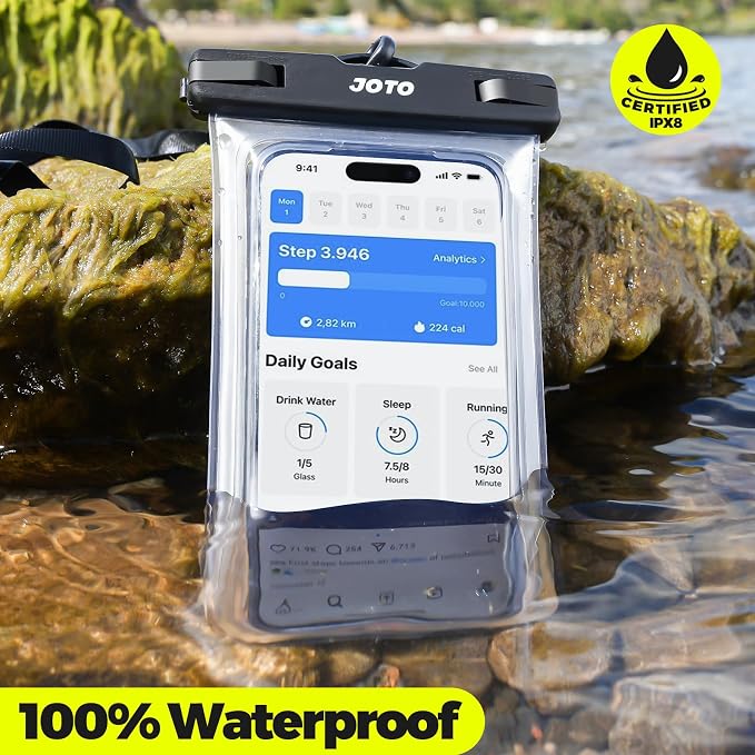 JOTO 2 Pack Universal Waterproof Phone Case for iPhone 17 Air 16 15 14 13 12 11 Plus Pro Max, IPX8 Cellphone Dry Bag XR X SE, Galaxy S23 S22 S21 S20+ S20 S10 Plus Note, Pixel up to 7" -Clear - Image 2