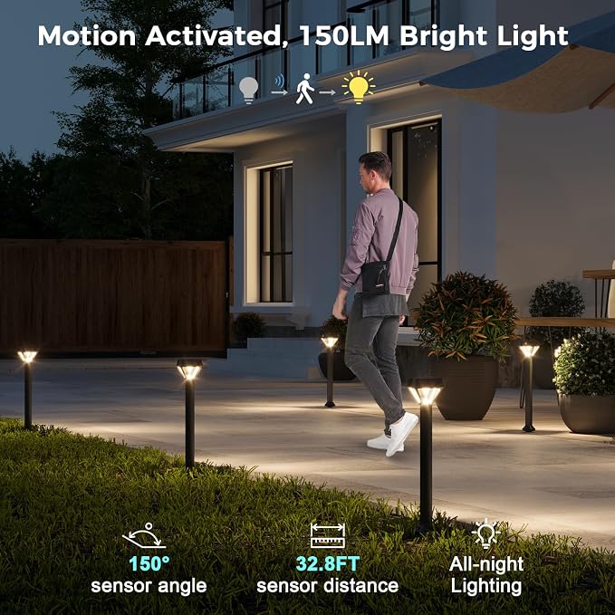 XMCOSY+ Smart Solar Pathway Lights, App Control Motion Sensor Outdoor Light | RGBCW Color Changing, Brightness Dimmable, Bluetooth Control, No Hub Needed, IP65 Waterproof, Motion Activated, Solar Powered - Image 5