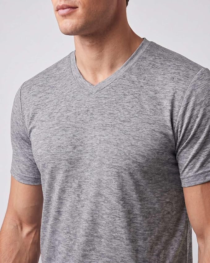 5 Pack Men's Dry Fit V Neck Gym Workout T Shirts Athletic Moisture Wicking | Cooling, Quick Dry, Breathable, Short Sleeve, Exercise, Cycling, Sports, Outdoor, Fitness, Golf, Crossfit, Hiking, Tennis - Image 3