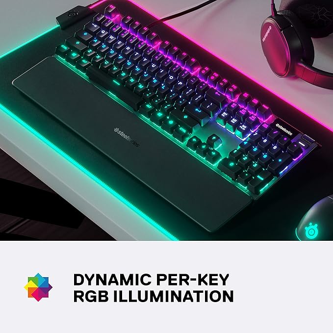 SteelSeries USB Apex 5 Hybrid Mechanical Gaming Keyboard – Per-Key RGB Illumination – Aircraft Grade Aluminum Alloy Frame – OLED Smart Display (Hybrid Blue Switch) - Image 2