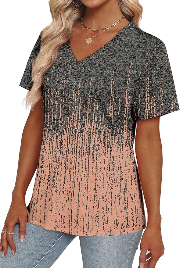 Alaroo Womens Summer Tops 2026 V Neck Short Sleeve Shirts Trendy Dressy Casual Vacation Outfits Printed - Image 3