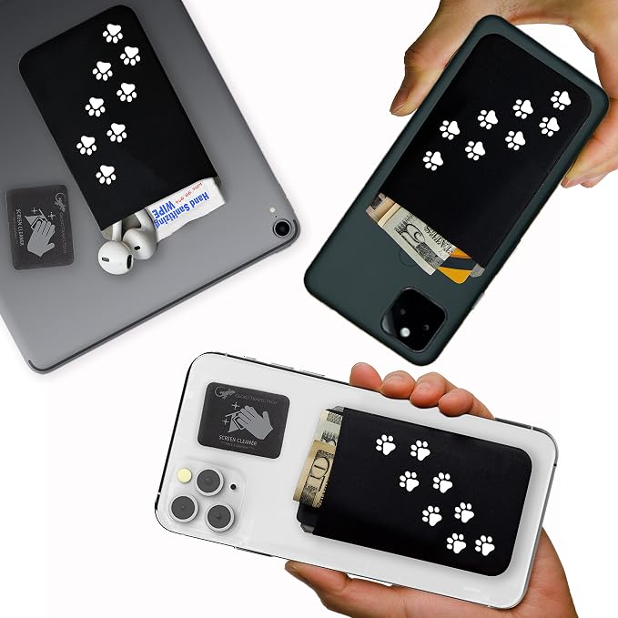 Phone Wallet - Adhesive Card Holder - Cell Phone Pouch - Stick on Lycra Pocket by Gecko - Carry Credit Cards and Cash - Image 4