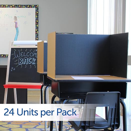 Flipside Products 18”x 48” Black Study Carrel, Privacy Boards, Student Privacy and Focus Booth for The Classroom, Desk Divider Cubby for Tests, Made in USA - 24 Pack - Image 7