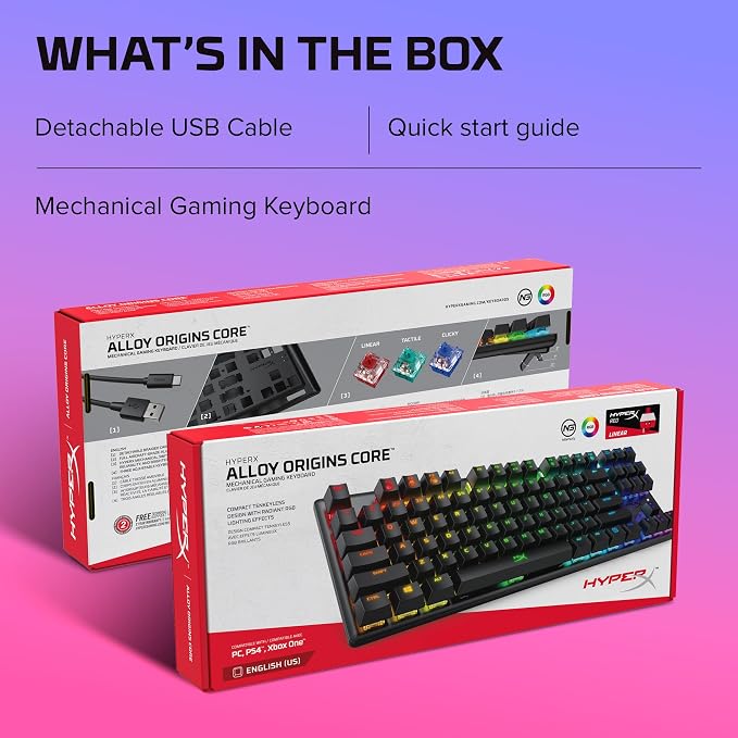 HyperX Alloy Origins Core - Tenkeyless Mechanical Gaming Keyboard, Software Controlled Light & Macro Customization, Compact Form Factor, RGB LED Backlit, Linear HyperX Red Switch,Black - Image 10