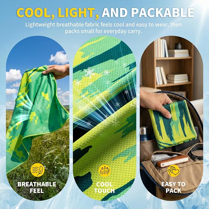 CAMBIVO Cooling Hoodie Towel for Men and Women, Lightweight Breathable Sun Protection Cover for Head, Neck, Ears, Face, Cooling Clothing for Extreme Heat, Sports Outdoors, Travel - Image 4